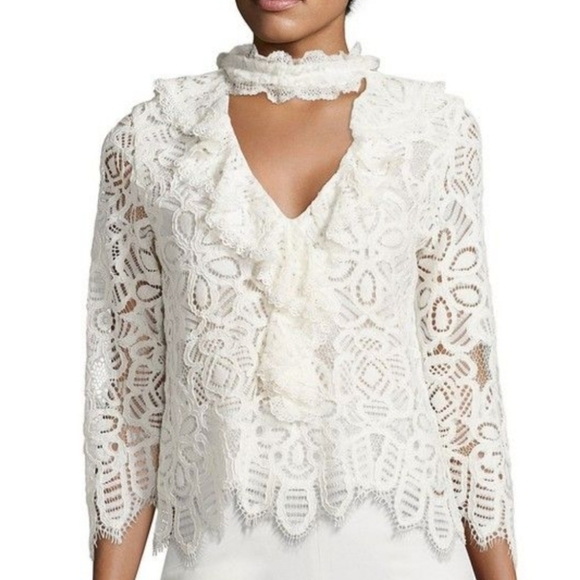 Alexis Waverly Lace Blouse Long Sleeve in Ivory Size Medium - Picture 1 of 16